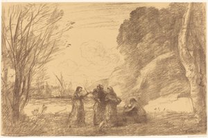 Familie på Terracina av Jean Baptiste Camille Corot