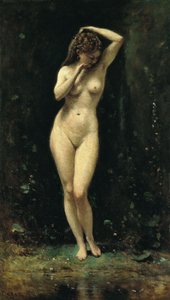 Fransk: Le Bain de Diane (La Fontaine) Diana-bading (Fontenen) av Jean-Baptiste-Camille Corot