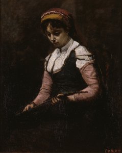 Mädchen mit Mandoline von Jean-Baptiste-Camille Corot