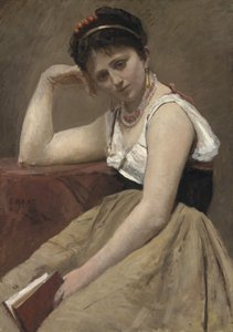 Avbrutt lesing, ca. 1870 av Jean Baptiste Camille Corot