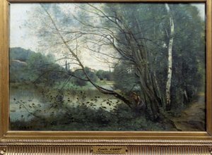 Dammen med et slikket tre Maleri av Camille Corot (1796-1875) Reims fra 1800-tallet, Musee des Beaux Arts av Jean Baptiste Camille Corot