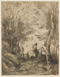 Le grand cavalier sous bois (Den store rytteren i skogen) av Jean Baptiste Camille Corot