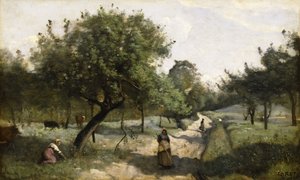 Sti med epletrær, 1850-60 av Jean Baptiste Camille Corot