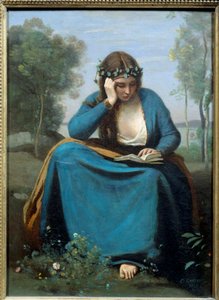 Leser kronet med blomster eller musen av Virgile Maleri av Camille Corot (1796-1875) 1845 Dim. 0,45x0,34 m av Jean Baptiste Camille Corot