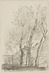 Lesing under trærne av Jean Baptiste Camille Corot