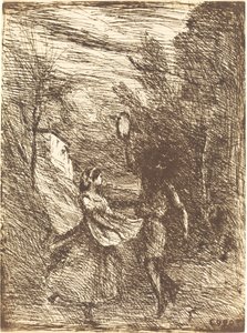 Saltarello (Saltarelle) av Jean Baptiste Camille Corot