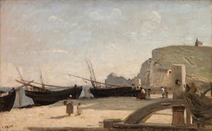 Der Strand von Etretat von Jean-Baptiste-Camille Corot