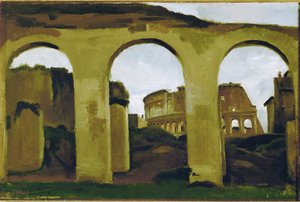 Das Kolosseum, gesehen über die Arkaden der Basilika Sankt Konstantin, Rom von Jean-Baptiste-Camille Corot