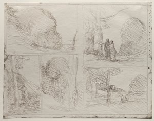 Perikles hage; Malerens vei; Skrible; Den store vedhoggeren; Tårnet til Henry VIII av Jean Baptiste Camille Corot