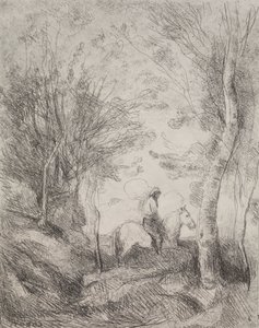 Den store kavaleren i skogen av Jean-Baptiste-Camille Corot