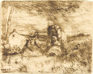 Den lille søsteren Den lille søsteren, 1854. av Jean Baptiste Camille Corot