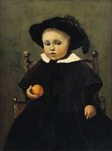 Der Maler Adolphe Desbrochers als Kind, hält eine Orange, 1845 von Jean Baptiste Camille Corot