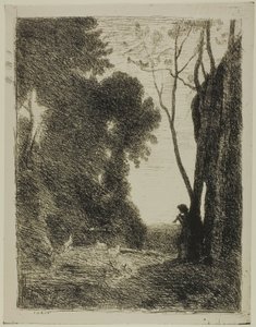 The Young Shepherd, andre tallerken av Jean-Baptiste-Camille Corot