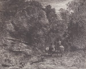 To reisende i en skog Rytteren i skogen og fotgjengeren, 1854. av Jean Baptiste Camille Corot