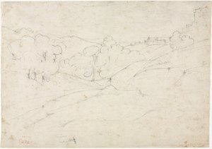 Utsikt over Marino (recto) av Jean Baptiste Camille Corot
