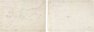 Utsikt over Marino (recto); Skisse for et landskap (verso) av Jean-Baptiste-Camille Corot