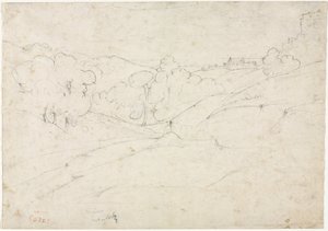 Utsikt over Marino recto, 1827. av Jean Baptiste Camille Corot