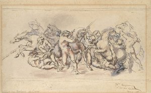 Start av kappløpet med Barberi-hestene, Roma, 1860. av Jean Baptiste Carpeaux