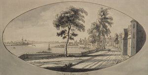 Themsen fra Chelsea (wc) av Jean Baptiste Claude Chatelain