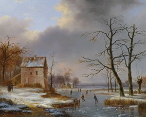 Skating på en frossen elv av Jean Baptiste Coene