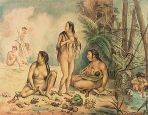 Urbefolkning i Cantagalo, ca. 1826 (akvarell på papir) (se også 177054) av Jean Baptiste Debret