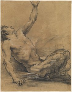 Sittende Satyr lener seg bakover [recto]