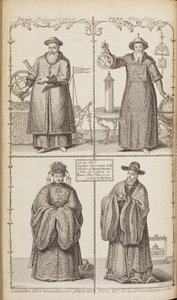 Portretter av Ferdinand Verbiest, Adam Schall, Candida Xu og Xu Guangqi Fra En beskrivelse av e av Jean Baptiste Du Halde