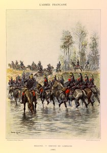 Typer og uniformer av den franske arméen til kaptein Jules Richard, illustrert av Edouard Detaille (1848-1912): Drager; Felttjeneste i 1885, privat samling av Jean Baptiste Edouard Detaille