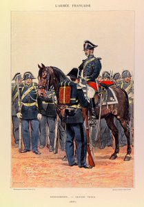 Typer og uniformer av den franske Armee of Captain Jules Richard, illustrert av Edouard Detaille (1848-1912): Gendarmerie en grande attire en 1887, Collection Partiale av Jean Baptiste Edouard Detaille