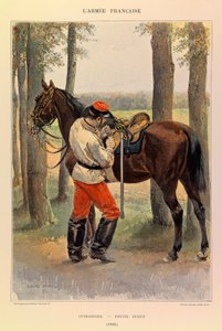 Typer og uniformer av den franske Armee of Captain Jules Richard, illustrert av Edouard Detaille (1848-1912): Cuirassier i liten kjole i 1885, Privat samling av Jean Baptiste Edouard Detaille