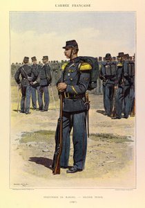 Typer og uniformer av den franske Armee of Captain Jules Richard, illustrert av Edouard Detaille (1848-1912): Infantry of Marine in Great Dress in 1887, Private Collection av Jean Baptiste Edouard Detaille