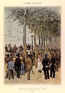 Typer og uniformer til den franske Armee av kaptein Jules Richard, illustrert av Edouard Detaille (1848-1912): Stab av krigsministeren i 1884, privat samling av Jean Baptiste Edouard Detaille
