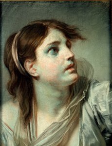 Hodet til en ung jente (pastell på papir) av Jean Baptiste Greuze
