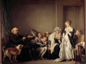 Kuren og den unge enken Maleri av Jean Baptiste Greuze (1725-1805) 1700-tallet av Jean Baptiste Greuze