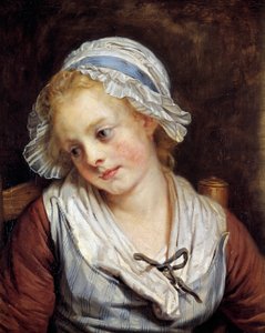 Portrett av en jomfru Maleri av Jean-Baptiste Greuze (1725-1805). 1765. Dim. 0,45x0,37 m. Chantilly, Musee Conde - Portrett av en ung jente. Maleri av Jean-Baptiste Greuze (1725-1805). 1765. 0,45 x 0,37 m. Conde-museet, Chantilly, Frankrike av Jean Baptiste Greuze