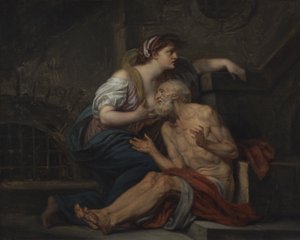 Simon og Pero, romersk veldedighet, ca. 1767 (olje på lerret) av Jean Baptiste Greuze