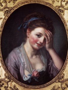 Jenta har rosen Maleri av Jean Baptiste Greuze (1725-1805) 1700-tallet. Paris, Musee Cognacq Jay. av Jean Baptiste Greuze