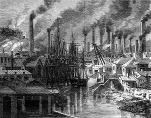 En kobberfabrikk i Cornwall, 1800-tallet.