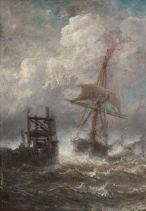 Sjølandskap med skip, 1870