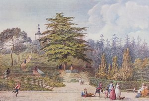 Labyrinten av museet i Paris i 1794 (farge litho)