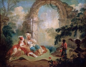Tyrkisk Pasha og Odalisque, slutten av 1700- eller begynnelsen av 1800-tallet.