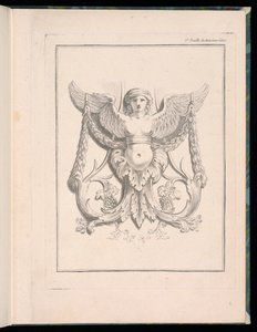 Design for en sfinx, pl. 2, Deuxieme Cahiers des arabesques dessinés par J.B. Huet... [Bok 2, Portfolios of Arabesques Designet av J.B. har] av Jean Baptiste Huet