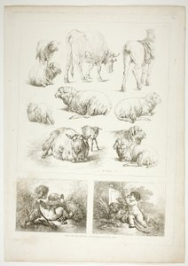 Plate åtte av 38 fra Oeuvres de J. B. Huet av Jean Baptiste Huet