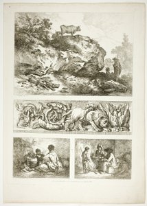 Plate ni av 38 fra Oeuvres de J. B. Huet av Jean Baptiste Huet