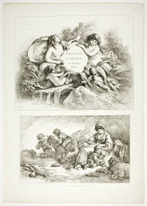 Plate syv av 38, fra Oeuvres de J. B. Huet av Jean Baptiste Huet