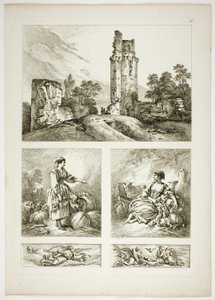 Plate seksten av 38 fra Oeuvres de J. B. Huet av Jean Baptiste Huet