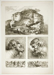 Tallerken ti av 38 fra Oeuvres de J. B. Huet av Jean Baptiste Huet
