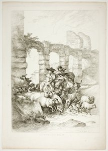 Tallerken tolv av 38 fra Oeuvres de J. B. Huet av Jean Baptiste Huet