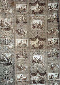 Tapet som representerer psyke og amor. Fra en tegning av Jean-Baptiste Huet (1745-1811) av Jean Baptiste Huet
