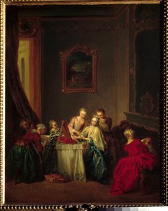 La toilette Maleri av Jean Baptiste Pater (1695-1736) 1700-talls søn. 0,47x0,37 m Paris, Musée du Louvre